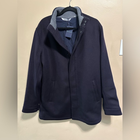 Peter Millar Crown Flex Fleece City Coat 100% Wool Navy Men's Medium NEW $1,595 - Picture 1 of 8